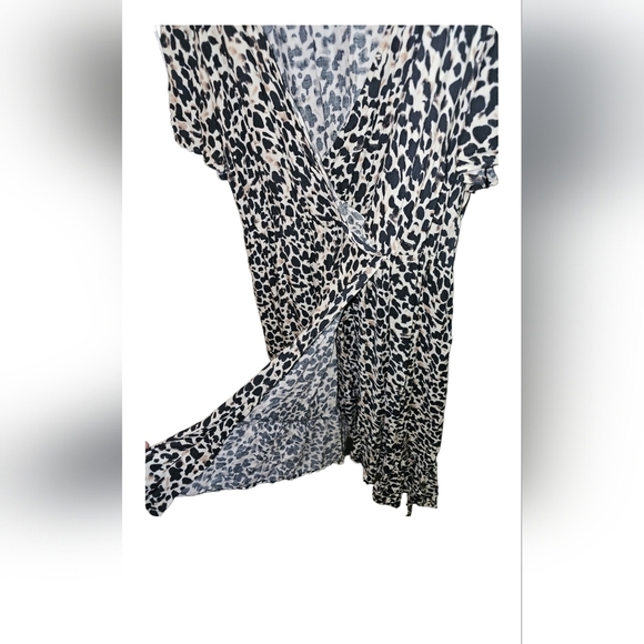 Rachel Roy Hi-Lo Dress Womens Plus 2X Flutter Sleeves Leopard Print Mob Wife - Picture 4 of 7